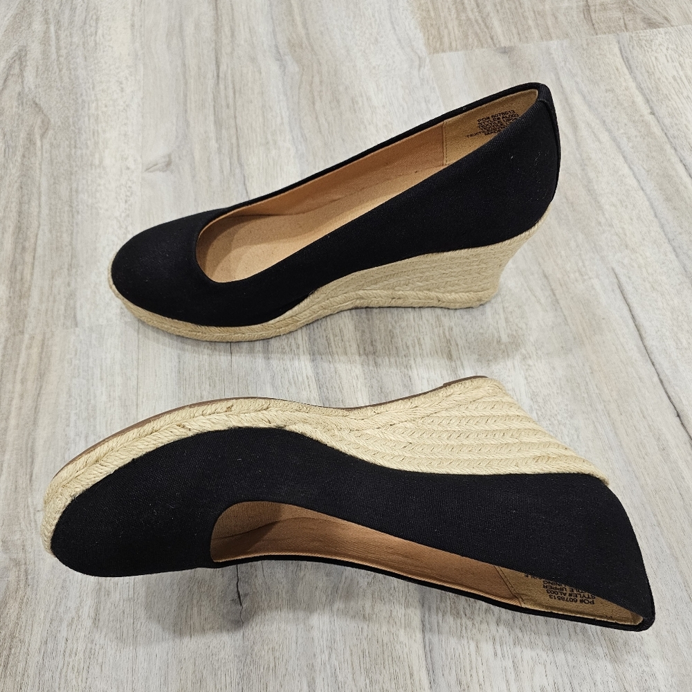 J. Crew Womens Canvas Espadrilles Wedge Heels Shoes Beige Slip On Size 7.5